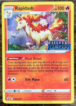 Pokemon TCG Rapidash SWSH270 Pre Release Stamped Black Star Promo - Image 1