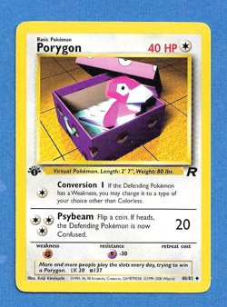 PORYGON 2000 POKEMON TEAM ROCKET 1ST EDITION UNCOMMON CARD 48/82 NMMT - Image 1