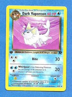 DARK VAPOREON 2000 POKEMON TEAM ROCKET 1ST EDITION UNCOMMON CARD 45/82 NMMT - Image 1