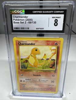 Charmander 69/130 Base Set 2 CGC 8 NM-Mint Pokemon Card 2000 WOTC Vintage Rare - Image 1