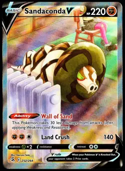 Pokemon TCG Sandaconda V 252/264 2021 Fusion Strike Alt Art Ultra Rare Card - MP - Image 1