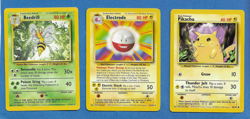 LOT OF 3 DIFF 1999 POKEMON BASE SET CARDS(Beedrill.Electrode,Pikachu) - Image 1