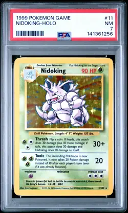 1999 POKEMON BASE SET UNLIMITED #11 NIDOKING-HOLO PSA 7 - Image 1