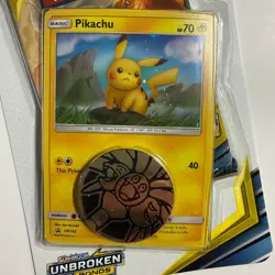 Pokemon TCG Sun & Moon Unbroken Bonds Blister Pack Pikachu Holo Promo SM183 Coin 728192498954 - Image 4