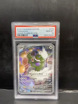 2025 Pokemon White Flare Pokemon Center Stamped ETB Promo #210 Tornadus PSA 10! - Image 1