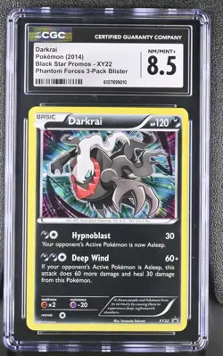 CGC 8.5 NM/MINT+ Darkrai XY22 Phantom Forces 3-Pack Blister Pokemon - Image 1