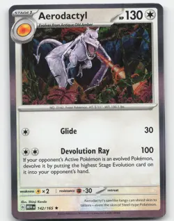 AERODACTYL 142/165 HOLO POKEMON 2023 SCARLET & VIOLET 151 NM - Image 1