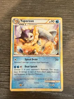 Pokemon Vaporeon 52/95 – Call of Legends 2011 – Non-Holo – MP Condition - Image 1