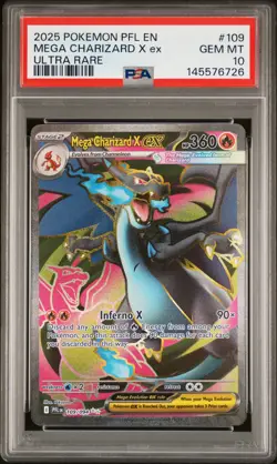 2025 POKEMON PFL EN-PHANTASMAL FLAMES ULTRA RARE #109 MEGA CHARIZARD X EX PSA 10 - Image 1