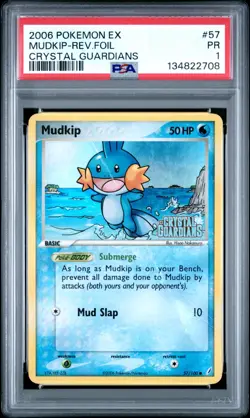 PSA 1 2006 Pokemon Crystal Guardians Mudkip Reverse Holo Foil 57/100 STAMPED - Image 1