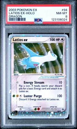 2003 POKEMON EX DRAGON #94 LATIOS EX-HOLO PSA 8 - Image 1