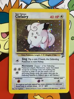 2001 Base Set Clefairy Holo #6/130 Rare WOTC Pokemon Card TCG LP/NM Swirl - Image 1