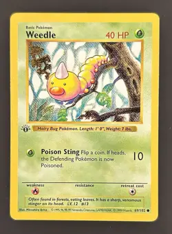 Pokemon TCG Weedle Base Set, Shadowless 1st Edition Card 69/102 - Image 1