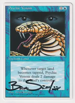 Signed Psychic Venom Proof LP 4th Edition Artist Brian Snoddy 1995 MTG Magic AP! - Image 1