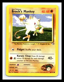 💥 Brock's Mankey Gym Challenge Pokemon 2000 Vintage Non Holo # 68/132 - Image 1