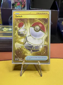 Pokemon Switch Trainer Item Gold Holo Hyper Rare Scarlet & Violet 151 206/165 NM - Image 1
