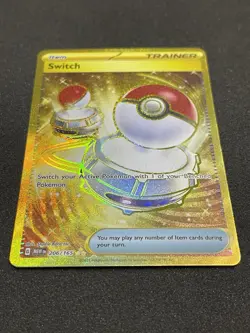 Pokemon Switch Trainer Item Gold Holo Hyper Rare Scarlet & Violet 151 206/165 NM - Image 3