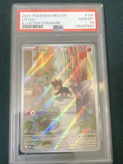 Pokemon 2025 Mega Evolution Litleo Illustration Card 139/132 Rare PSA 10 GEM MT - Image 1