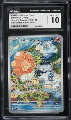 2024 POKEMON SURGING SPARKS CASTFORM SUNNY FORM CGC 10 #195 Card - Image 1