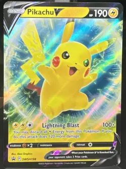 Pokemon TCG Pikachu V SWSH198 SWSH: Sword & Shield Black Star Promo Holo Card - Image 1