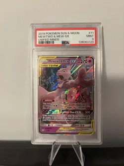 Mewtwo & Mew GX 71/236 Unified Minds Tag Team Pokemon Card PSA 9 MINT - Image 1