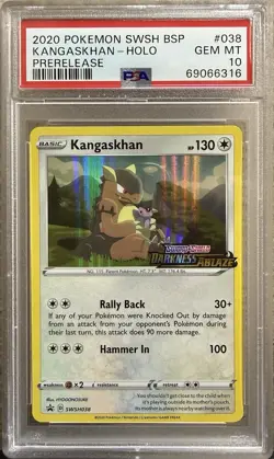 2020 Pokemon Sword Shield Black Star Promo Kangaskhan SWSH038 PSA 10 - Image 1