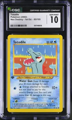 Pokemon English Totodile 85/105 2002 Neo Destiny - 1st Edition CGC 10 not PSA - Image 1