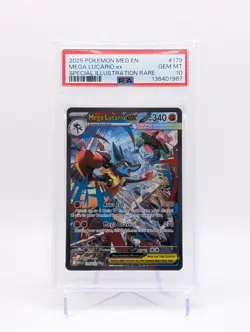 2025 Pokemon MEG EN 179 Mega Lucario ex Special Illustration Rare PSA 10 BC0124 - Image 1