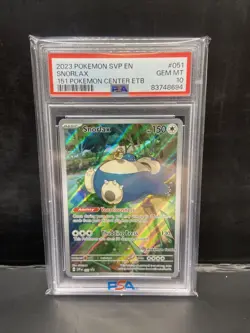 Pokemon 2023 Snorlax 051 Pokemon Center Stamp Promo 151 Pokemon Center PSA 10 - Image 1