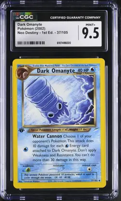 Pokemon Dark Omanyte 37/105 2002 Neo Destiny - 1st Edition CGC 9.5 not PSA - Image 1