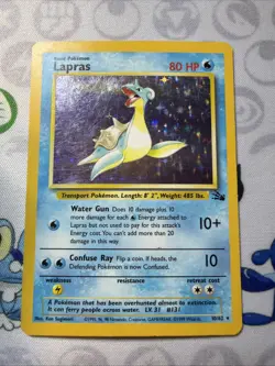 Pokemon Card Lapras 10/62 Fossil HOLO RARE - MP - Image 1