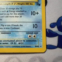 Pokemon Card Lapras 10/62 Fossil HOLO RARE - MP - Image 2