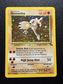 Pokemon TCG Hitmonlee 1999 Fossil Holo Card 7/62 Unlimited Holo Rare MP - Image 1