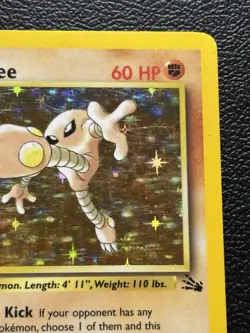 Pokemon TCG Hitmonlee 1999 Fossil Holo Card 7/62 Unlimited Holo Rare MP - Image 2