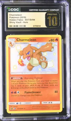 CGC 10 PRISTINE Charmeleon Hidden Fates SV7/SV94 Shiny Vault Holo Pokemon Card - Image 1