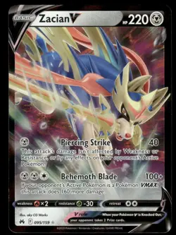 Pokemon Cards Zacian V 095/159 Crown Zenith Holo Rare V NM - Image 1
