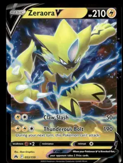 Pokemon Cards Zeraora V 053/159 Crown Zenith Holo Rare V NM - Image 1