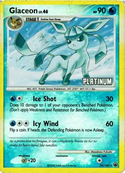 Pokemon TCG Glaceon Majestic Dawn Reverse Holo Rare 20/100 Platinum DMG - Image 1