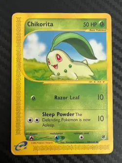 Pokemon TCG Chikorita 100/165 Expedition Reverse Holo Rare DMG - Image 1