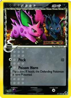 Pokemon TCG Nidoran M Dragon Frontiers 57/101 Reverse Holo Stamped DMG - Image 1
