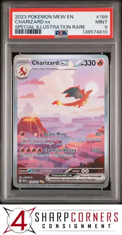 2023 POKEMON MEW EN-151 SPECIAL ILLUSTRATION RARE SIR #199 CHARIZARD ex PSA 9 - Image 1