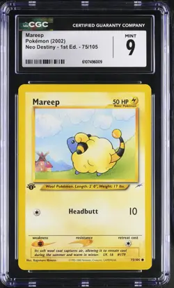 Pokemon English Mareep 75/105 2002 Neo Destiny - 1st Edition CGC 9 not PSA - Image 1