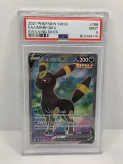 2021 Pokemon Sword & Shield Evolving Skies Umbreon V #188/203 PSA 9 - Image 1