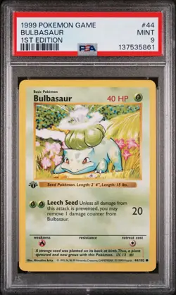 Pokemon Bulbasaur Base Set Shadowless 1st Edition #44 PSA 9 Mint - Image 1