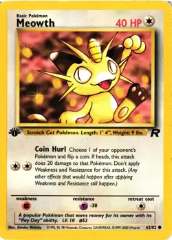 Pokemon TCG Meowth Team Rocket 62/82 Regular 1st Edition Common HP - Image 1
