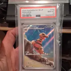 Pokemon TCG Krokorok 142/086 SV11B Black Bolt Art Rare Holo Japanese PSA 10 - Image 1