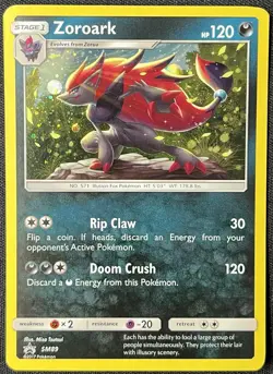 Zoroark Holo SM89 Shining Legends Promo Pokemon Card HD Swirl - Image 1