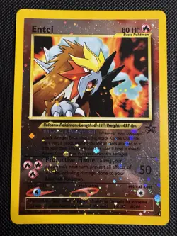 Entei 34 Black Star WOTC Movie Promo Reverse Holo Pokemon Card *SWIRL* - Image 1