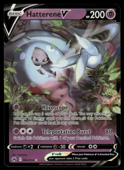 Pokemon Cards Hatterene V 065/159 Crown Zenith Holo Rare V NM *1 - Image 1