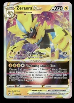 Pokemon Cards Zeraora VSTAR 055/159 Crown Zenith Holo Rare VSTAR NM - Image 1